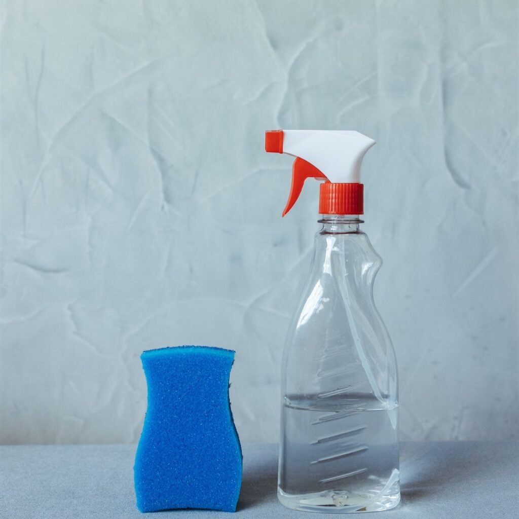 Vaporisateur de nettoyant et éponge bleue